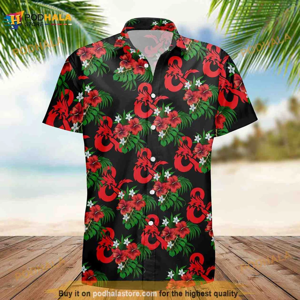 Dungeons And Dragons Lobster Hawaiian Shirt With Tropical Flowers