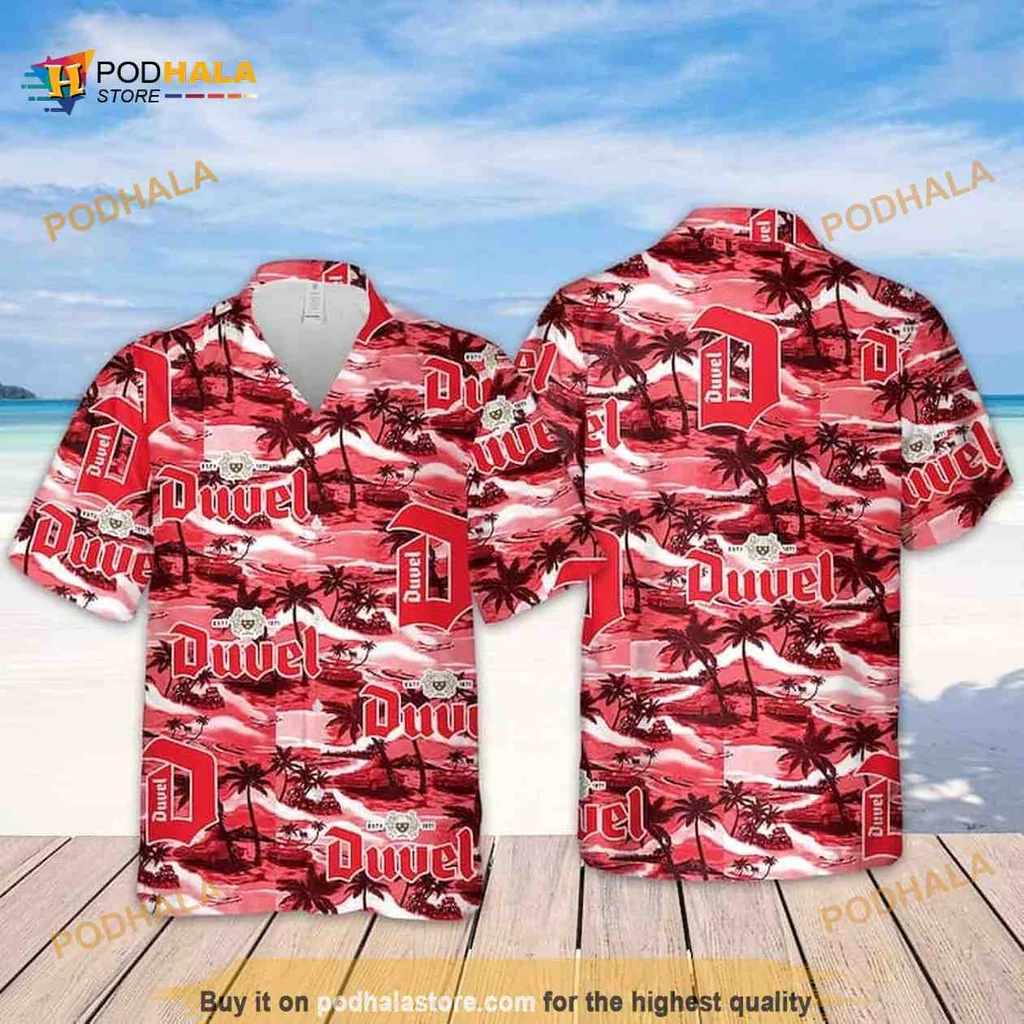 Duvel Beer Hawaiian Shirt With Tropical Palm Tree Design