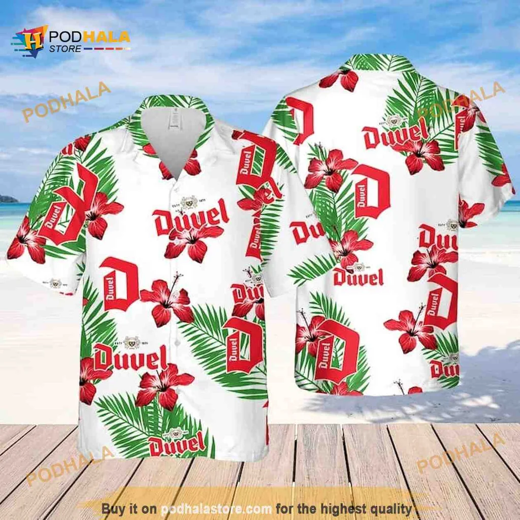 Duvel Beer Hibiscus Flower Hawaiian Shirt For Beach Lovers