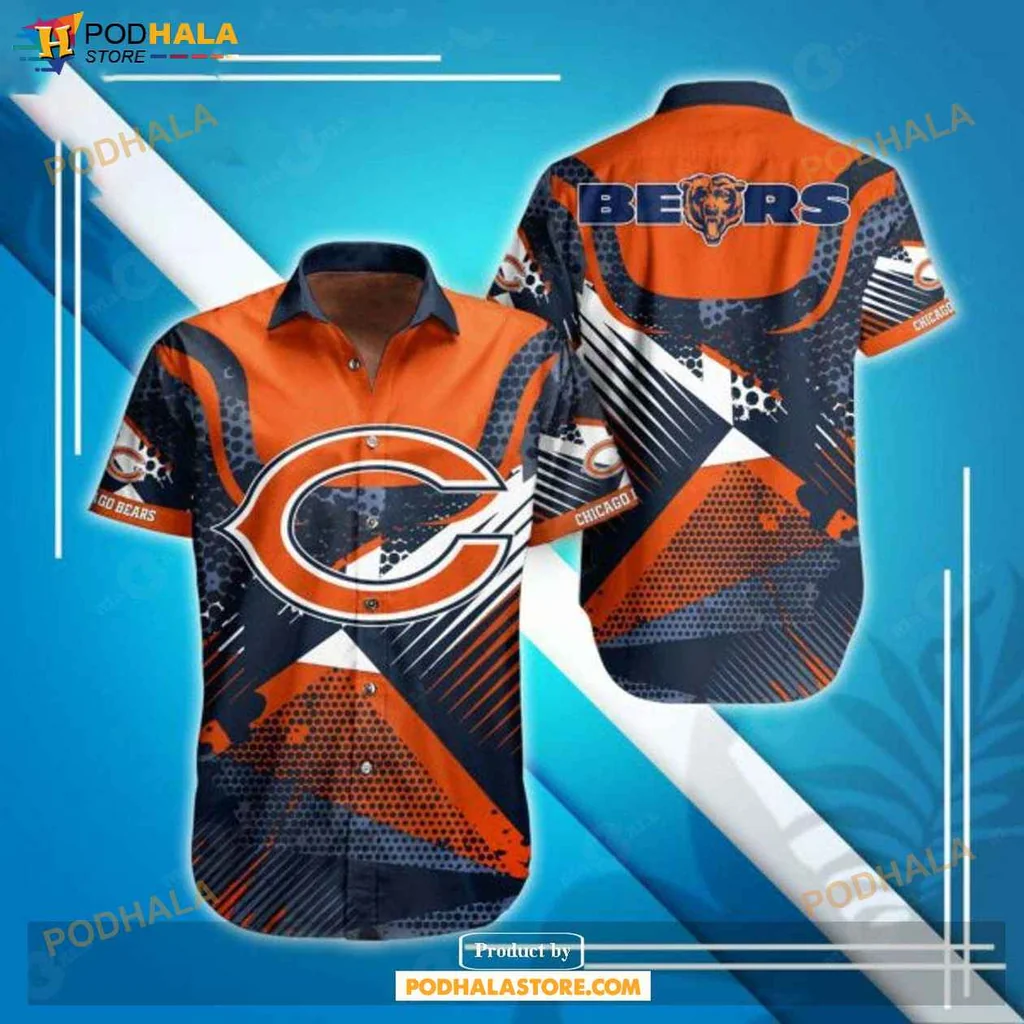 Dynamic Bears Fan Hawaiian Shirt, Vibrant Chicago Bears Logo Summer Wear