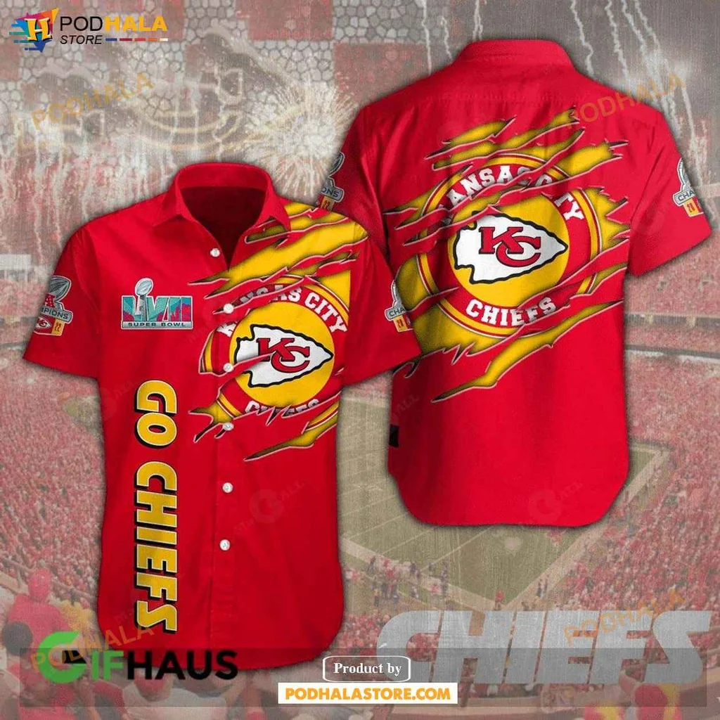 Dynamic Chiefs Fan Hawaiian Shirt, Vibrant Red Design With Logo And Sporty Style