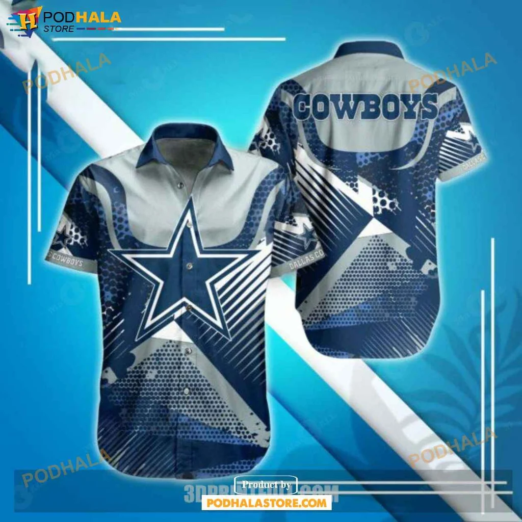 Dynamic Dallas Cowboys Hawaiian Shirt, Bold Geometric Design For Summer Fans
