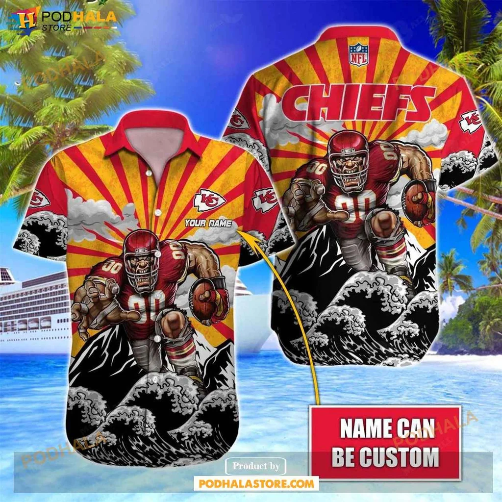 Dynamic Football Fan Hawaiian Shirt, Personalized Kansas City Chiefs Shirt