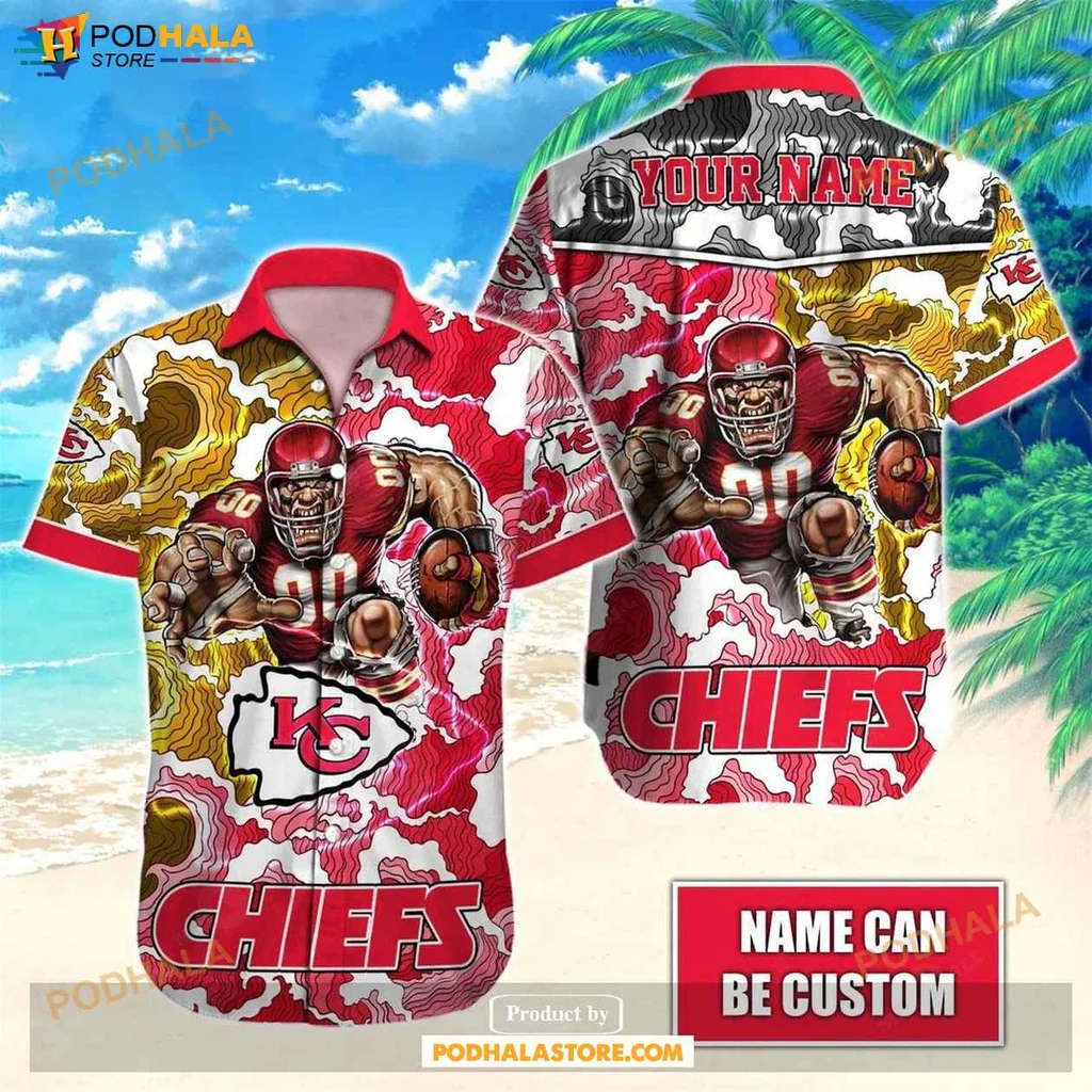 Dynamic Football Lover Hawaiian Shirt Kansas City Chiefs Design With Player Illustration