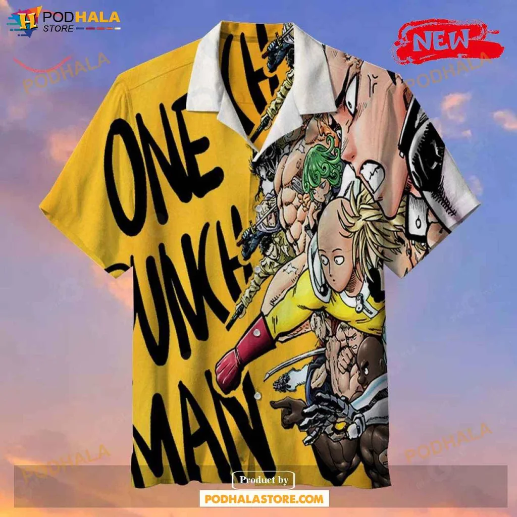Dynamic One Punch Man Aloha Shirt, Vibrant Summer Shirt For Anime Fans