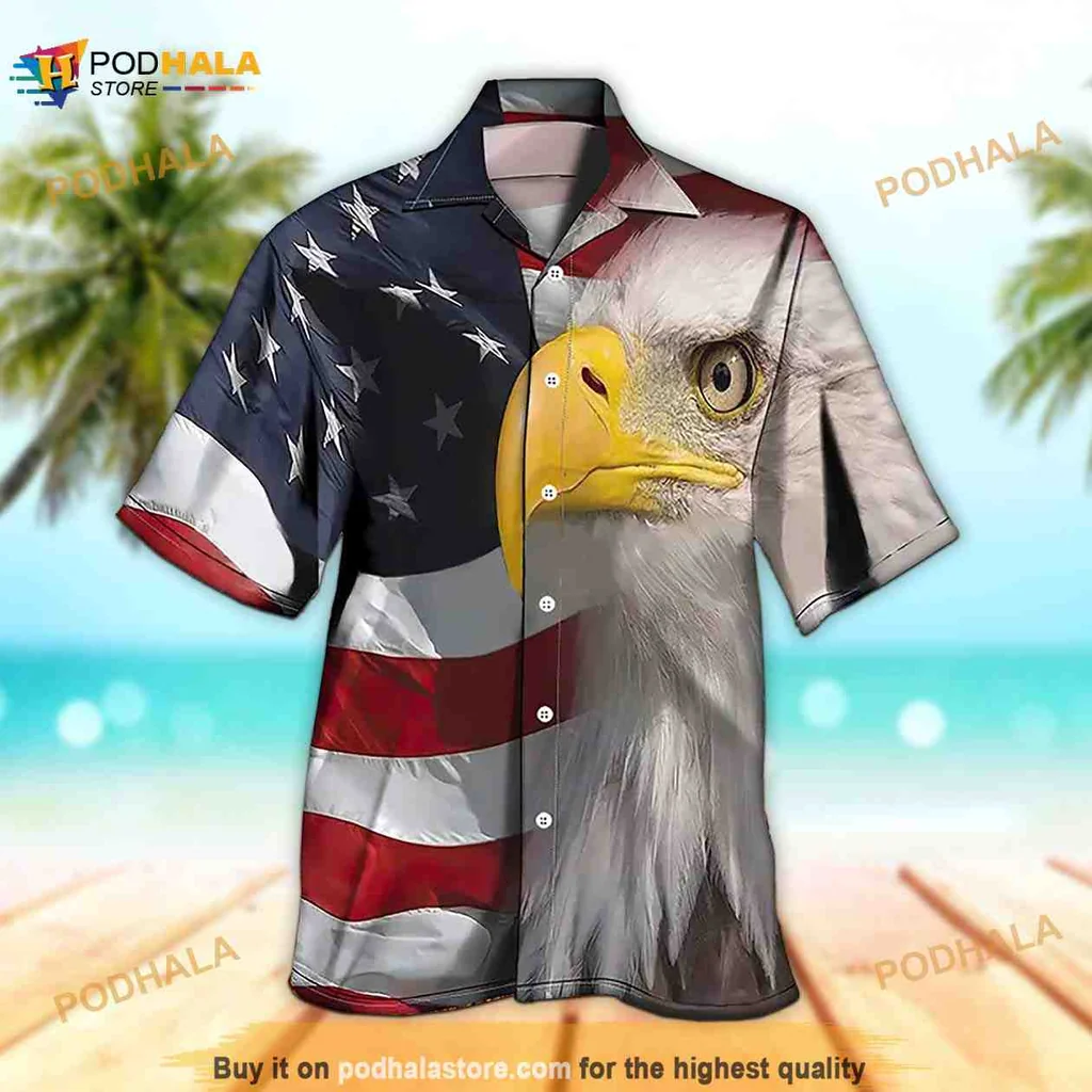 Eagle American Flag Hawaiian Shirt For Independence Day Celebrations