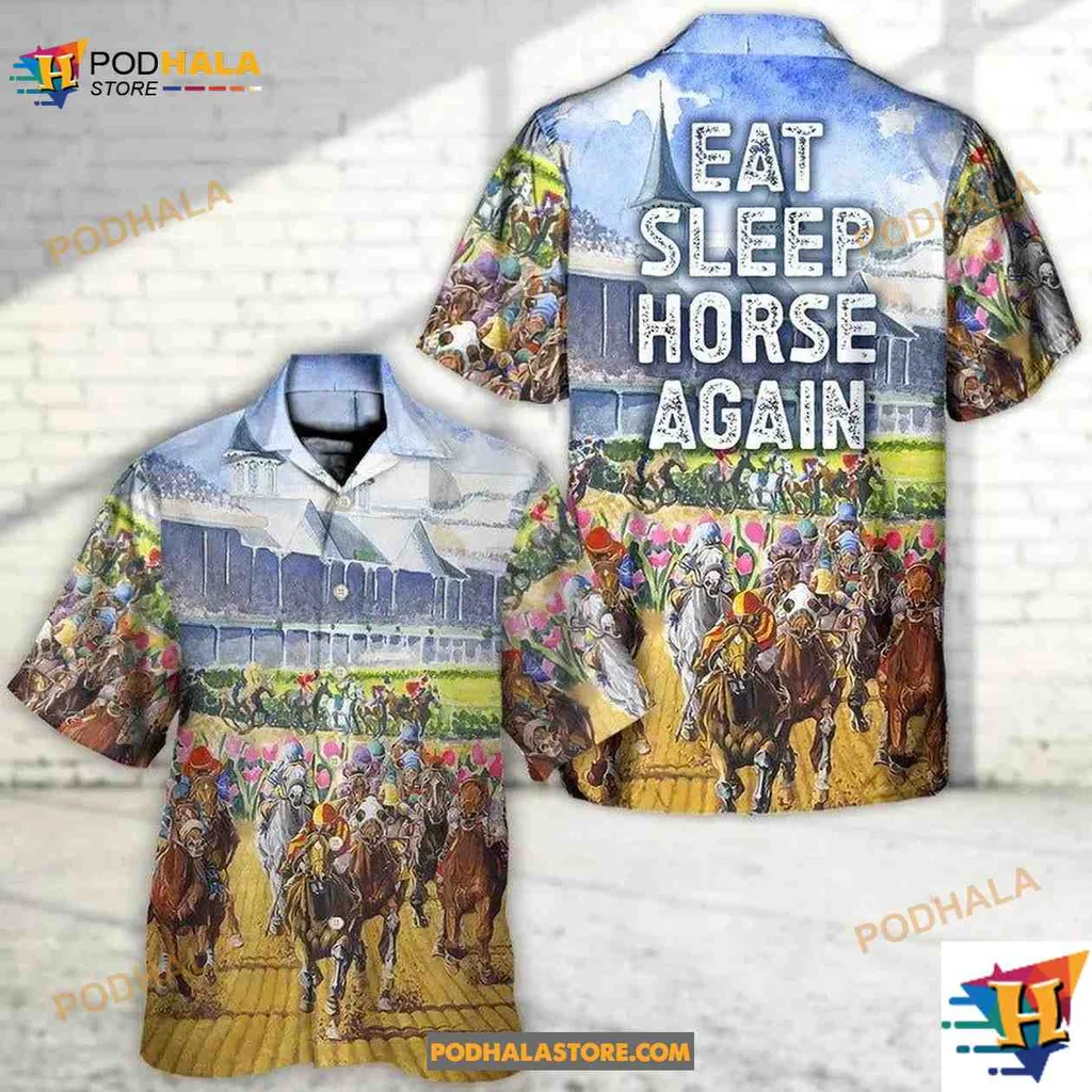 Eat Sleep Horse Again Hawaiian Shirt, Equestrian Enthusiasts Apparel