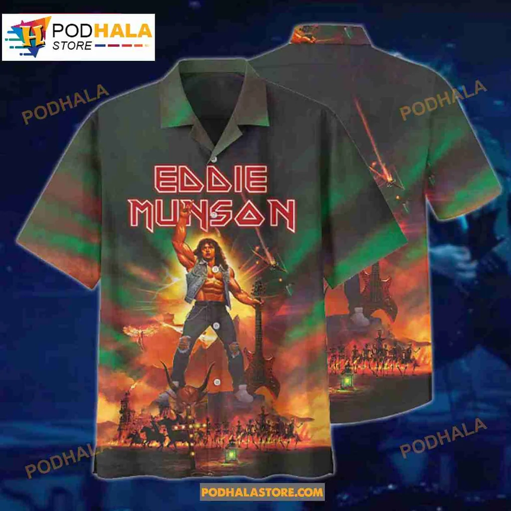 Eddie Munson Rock Metal Hawaiian Shirt With Vibrant Guitar Design