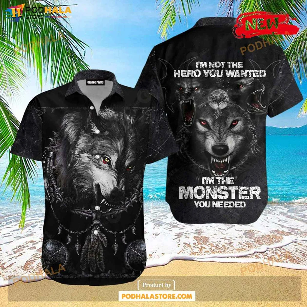 Edgy Wolf Aloha Shirt, Im Not The Hero You Wanted Tropical Shirt For Men And Women