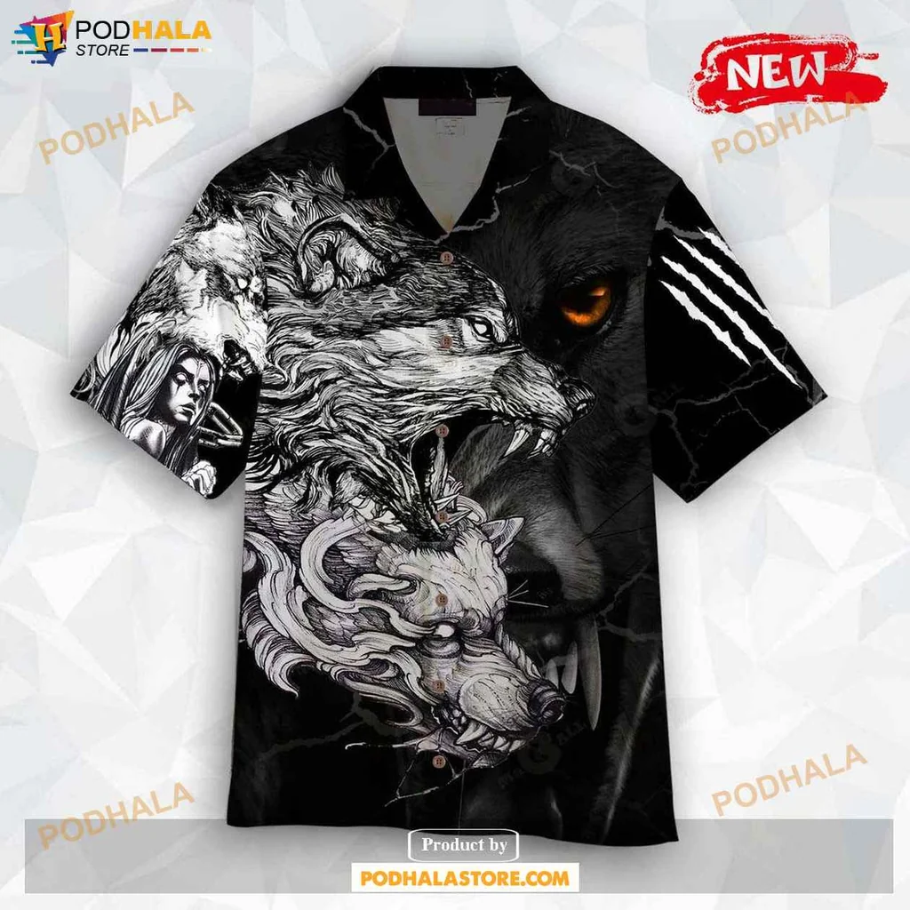 Edgy Wolves Aloha Shirt, Tropical Design For Men And Women, Nature Inspired Fashion