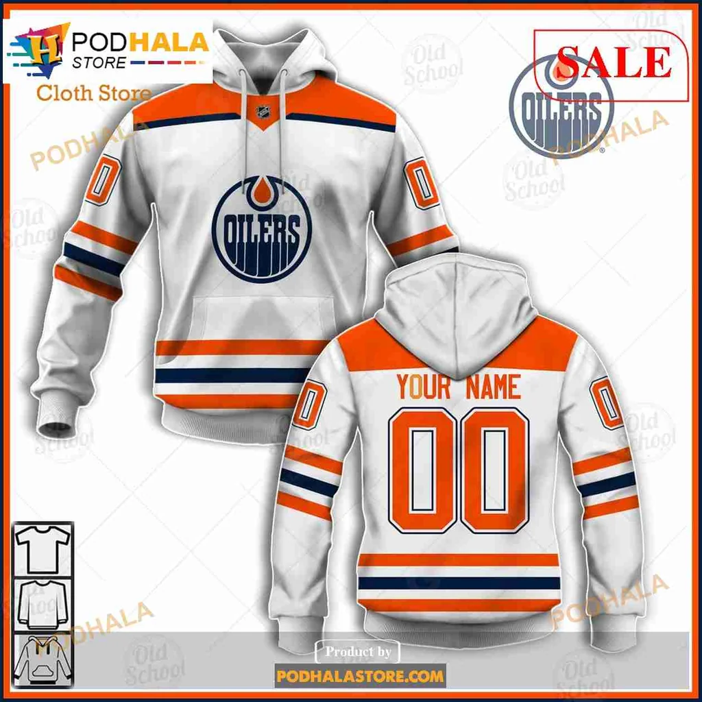 Edmonton Oilers 3d Hoodie, Custom Name And Number Sweatshirt