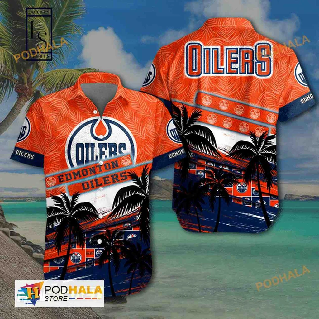 Edmonton Oilers Hawaiian Shirt With Tropical Design