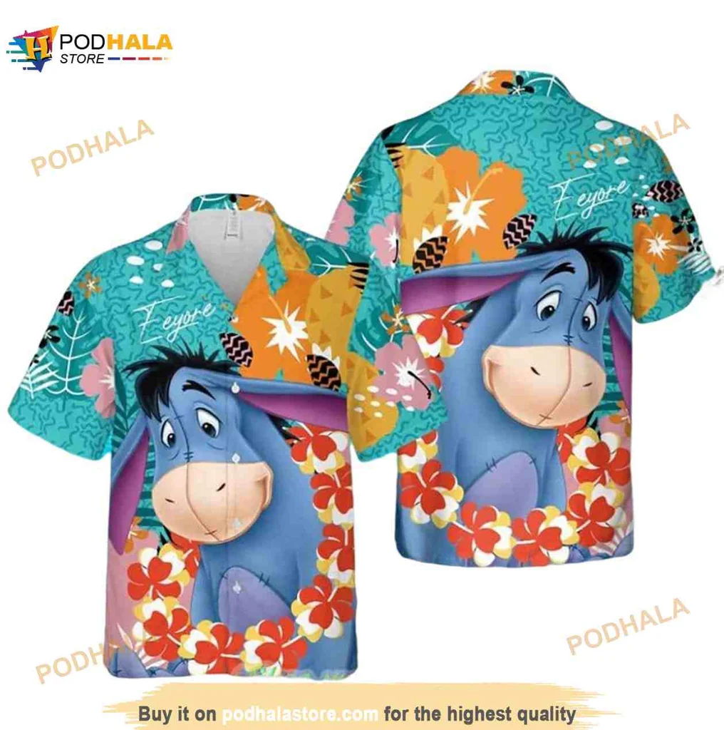 Eeyore Donkey Flower Hawaiian Shirt With Tropical Vibes