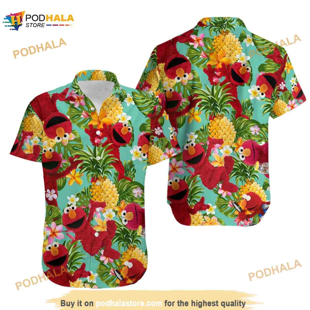 Elmo Tropical Hawaiian Shirt With Colorful Floral Design