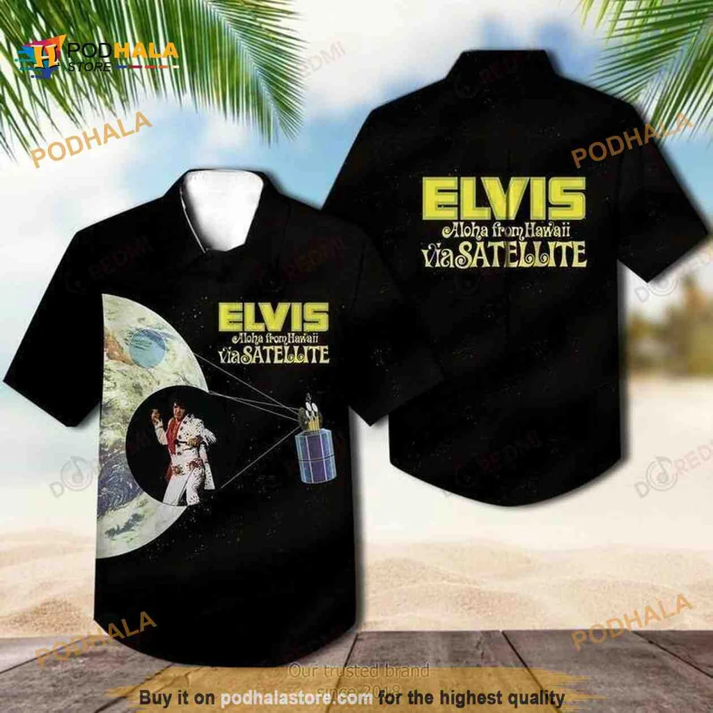Elvis Presley Aloha Hawaiian Shirt, Retro Hawaiian Design With Satellite Graphic