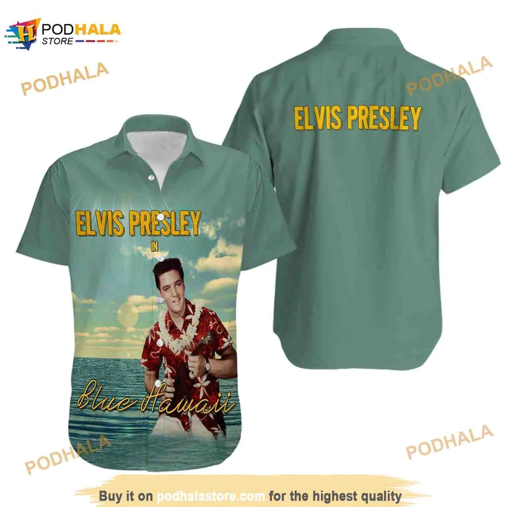 Elvis Presley Aloha Shirt Featuring Blue Hawaii Design