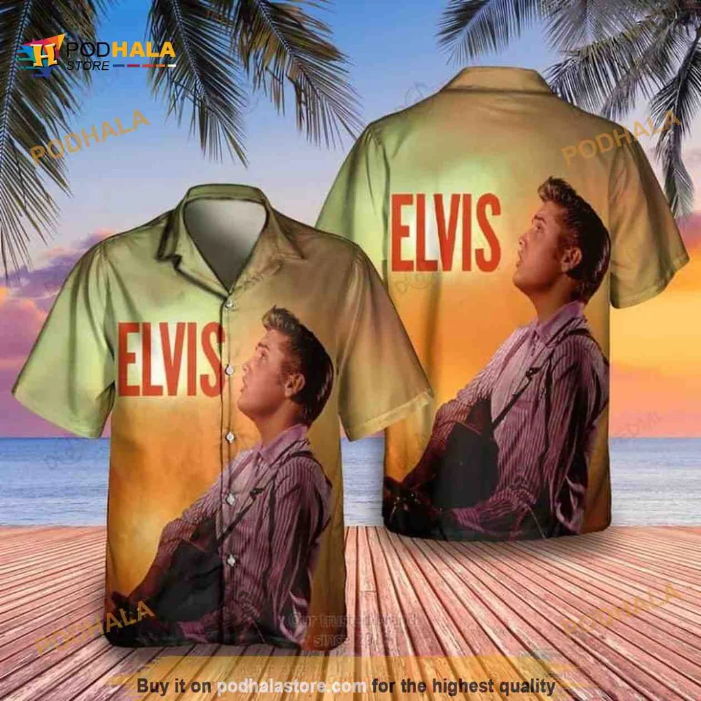Elvis Presley Beach Hawaiian Shirt With Sunset Design For Elvis Fans