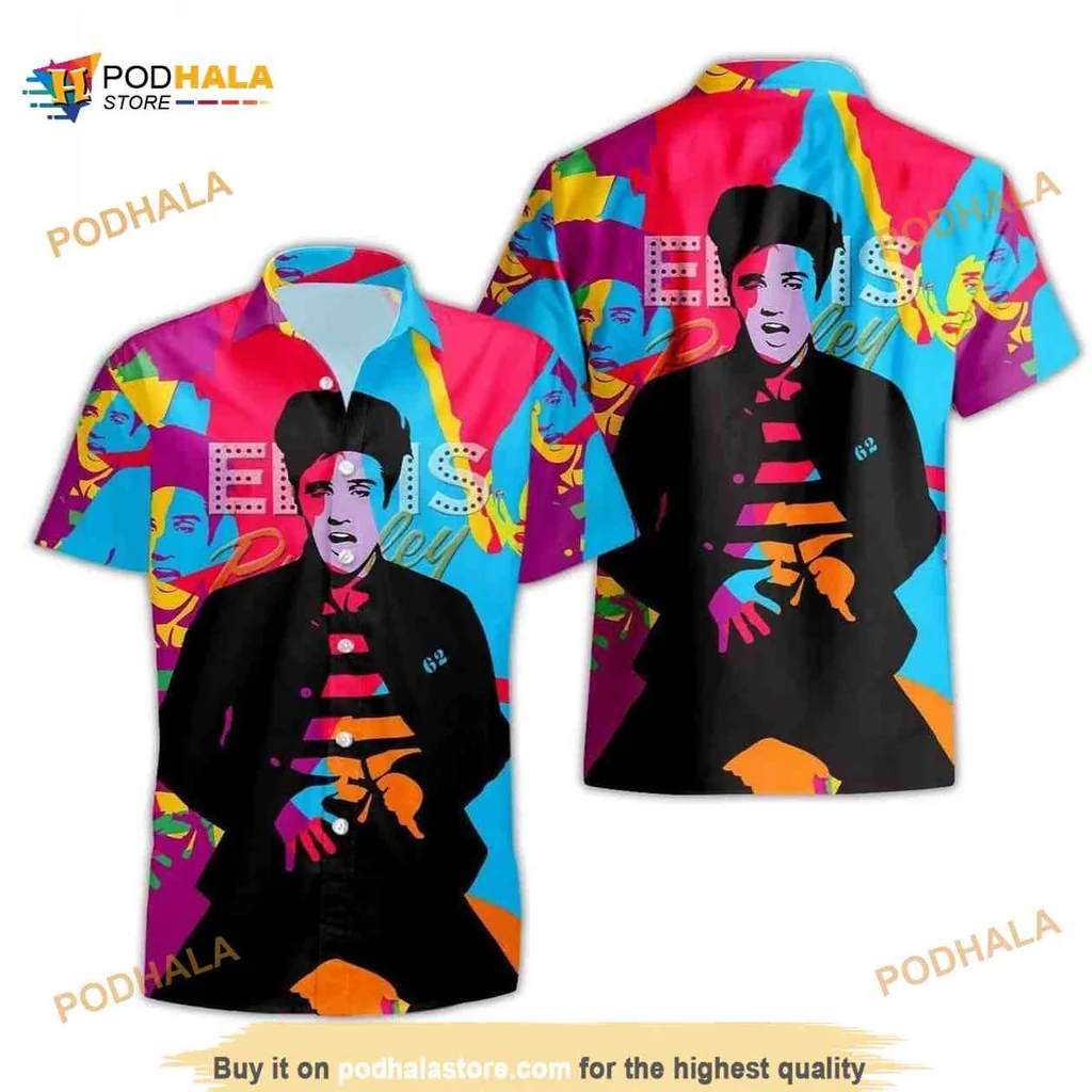 Elvis Presley Colorful Hawaiian Shirt With Vibrant Retro Design
