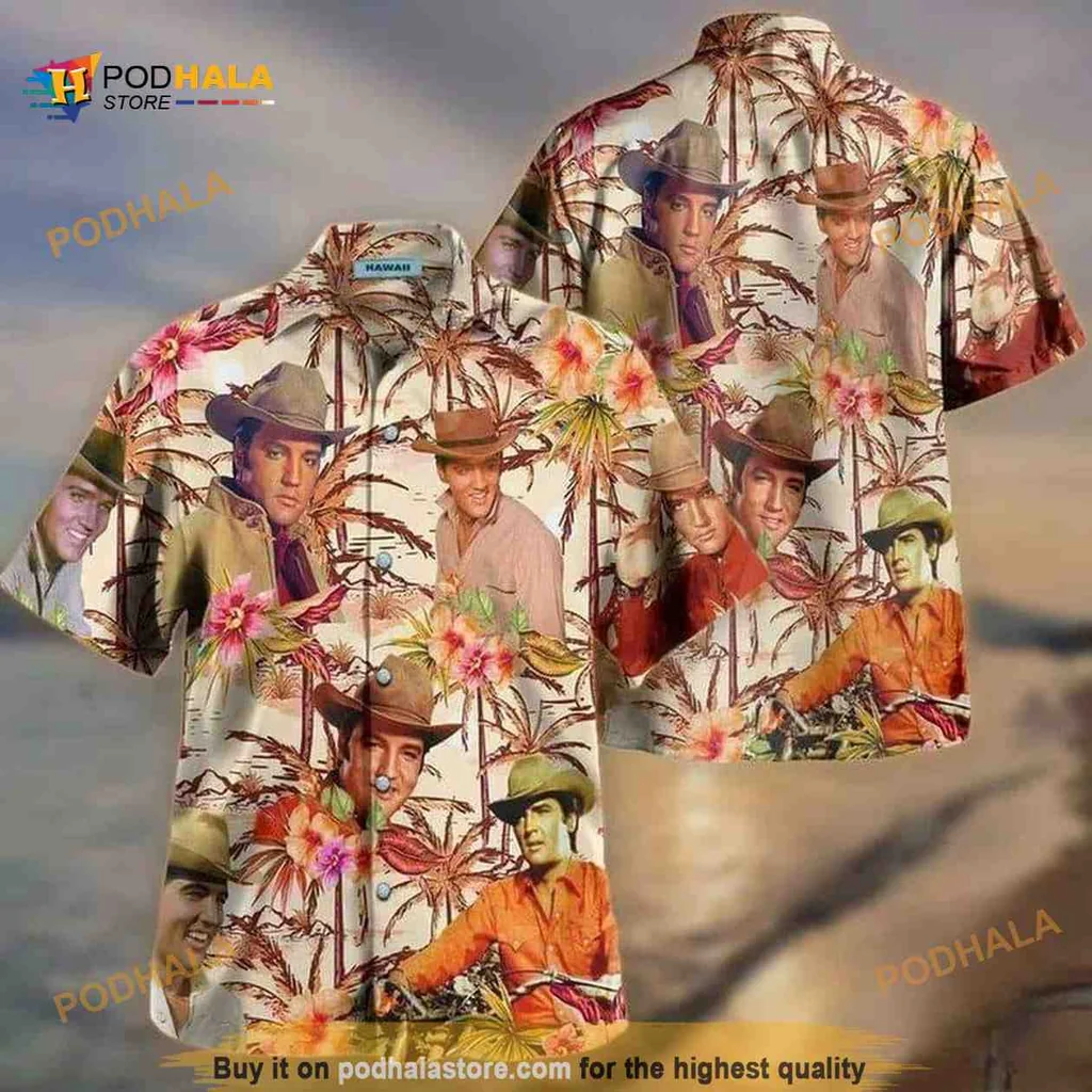 Elvis Presley Cowboy Hawaiian Shirt With Tropical Print