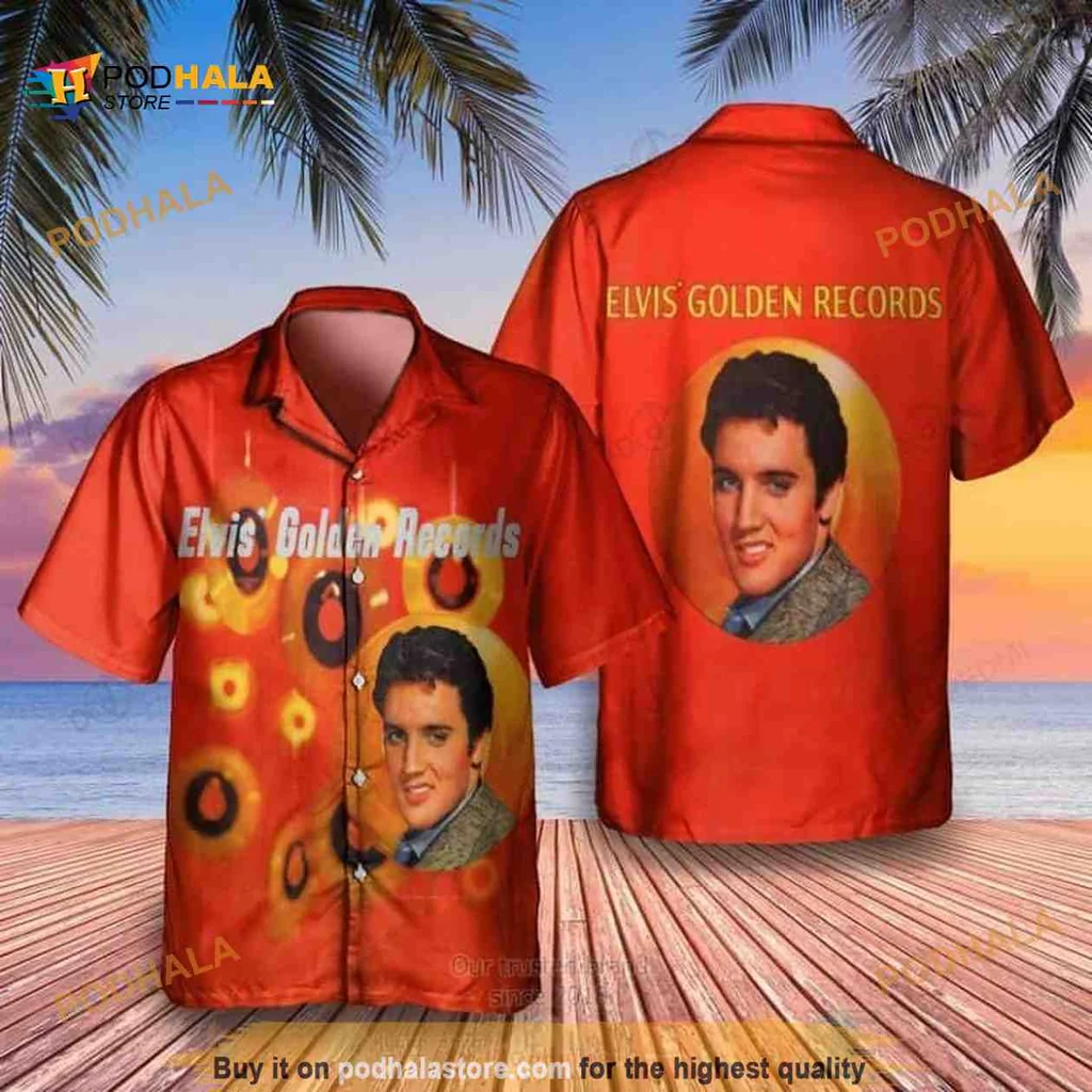 Elvis Presley Golden Records Hawaiian Shirt With Retro Design
