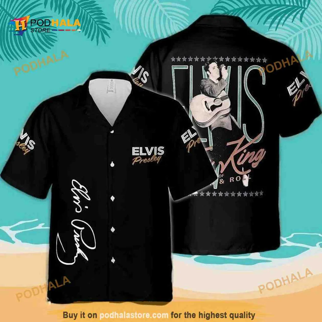 Elvis Presley Hawaiian Shirt Featuring King Of Rock And Roll Design