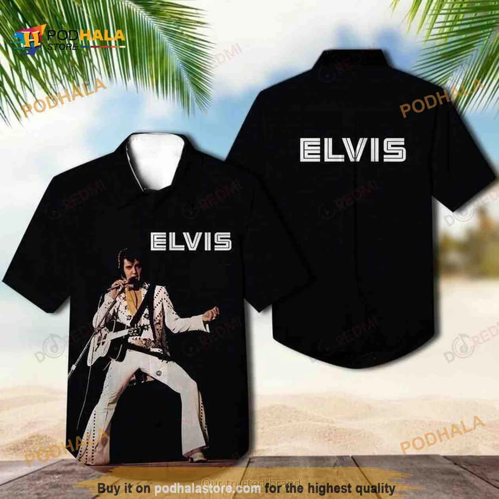 Elvis Presley Hawaiian Shirt, Funny Retro Rock And Roll Design