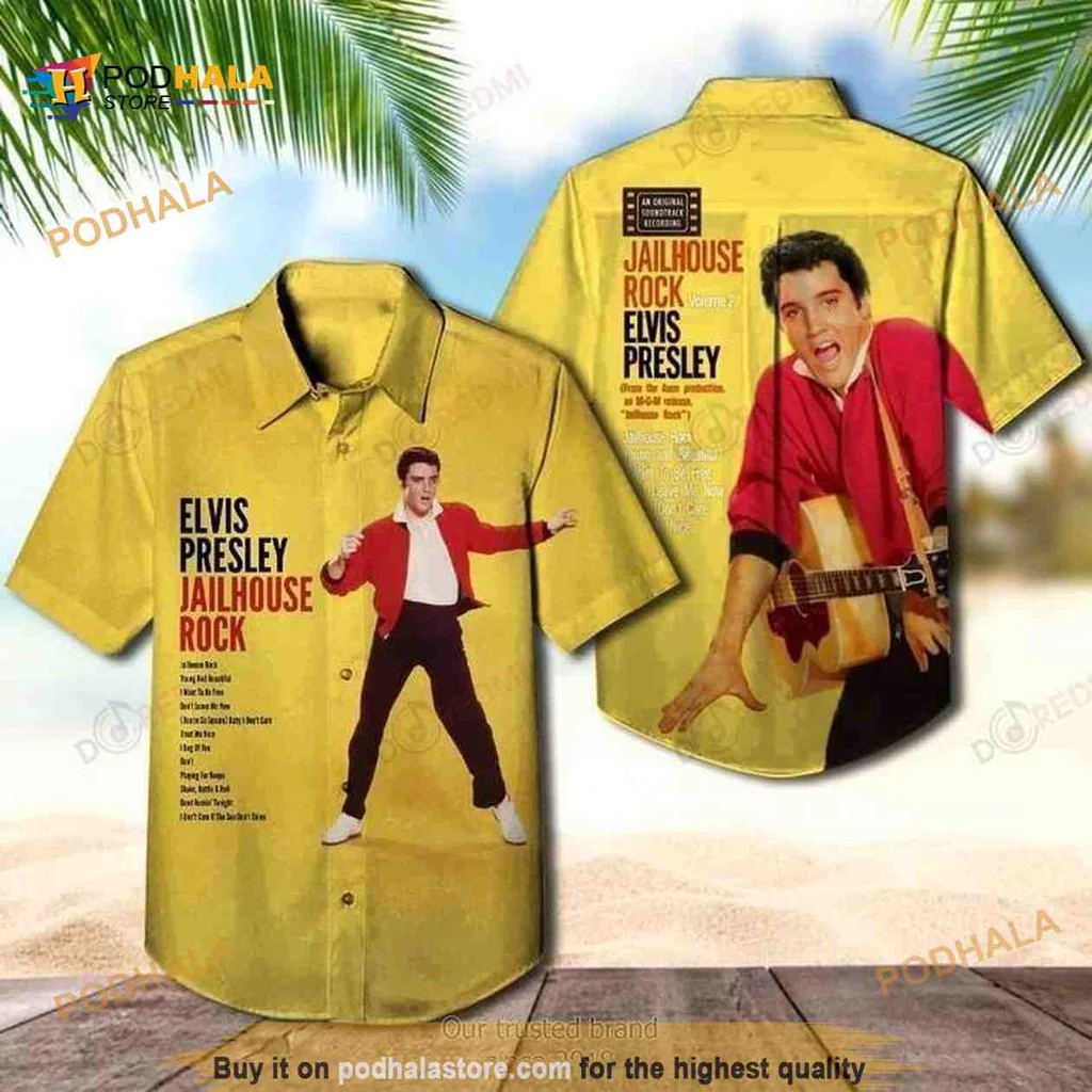 Elvis Presley Hawaiian Shirt Jailhouse Rock Design With Retro Aesthetic