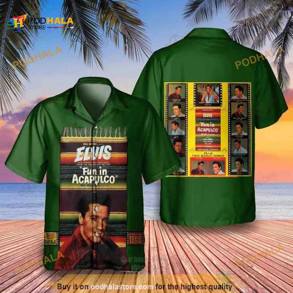 Elvis Presley Hawaiian Shirt With Tropical Design And Charismatic Portrait