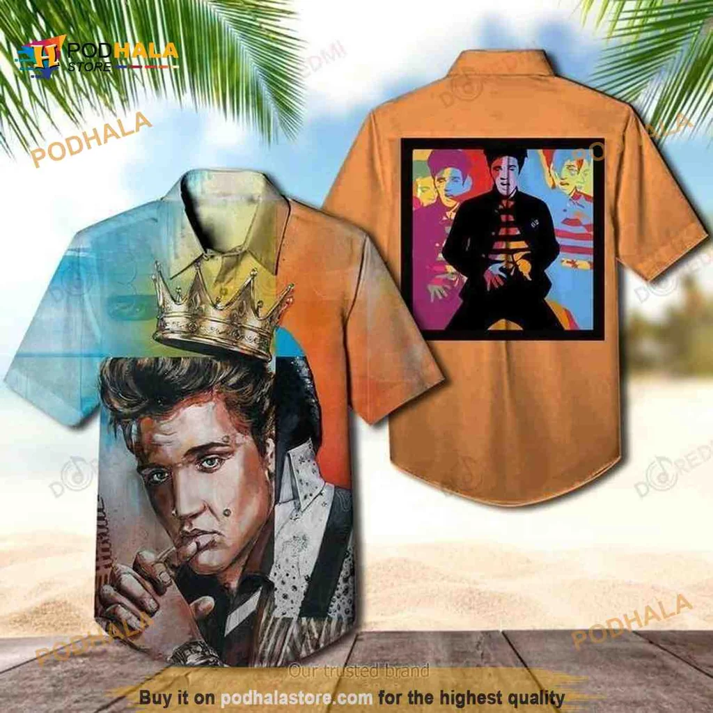 Elvis Presley Hawaiian Shirt With Vibrant Crown Design