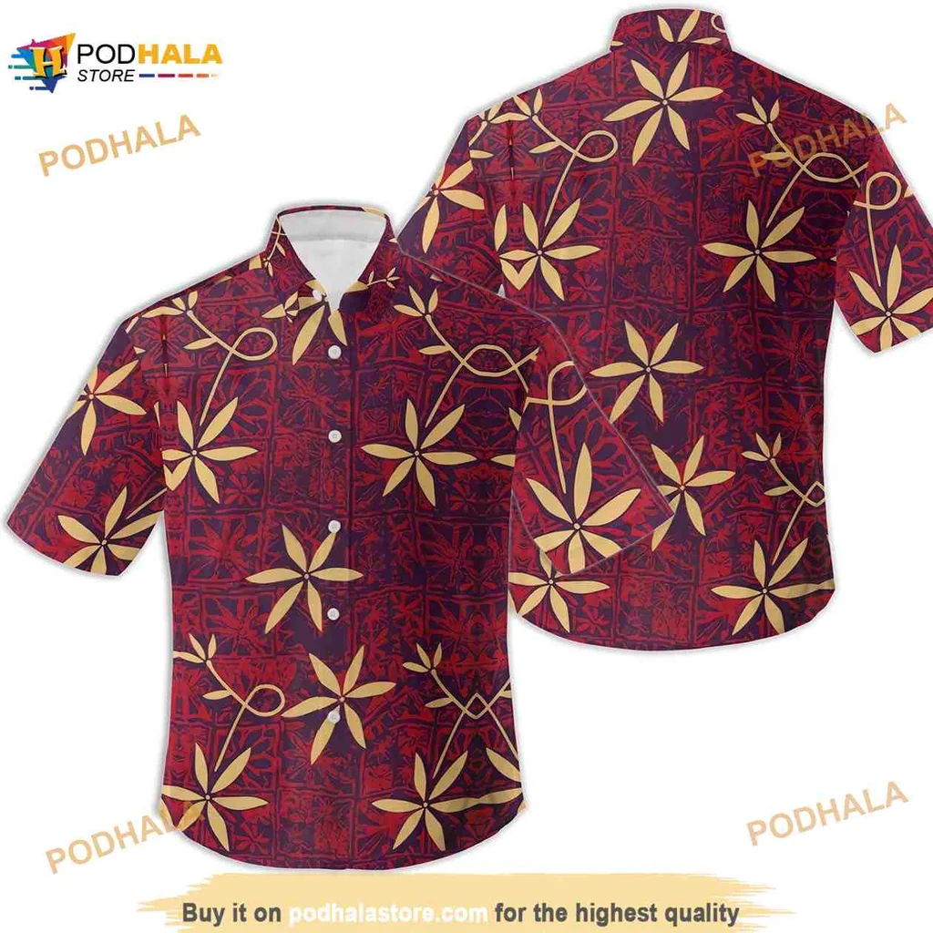 Elvis Presley Red Floral Hawaiian Shirt With Tropical Yellow Flowers