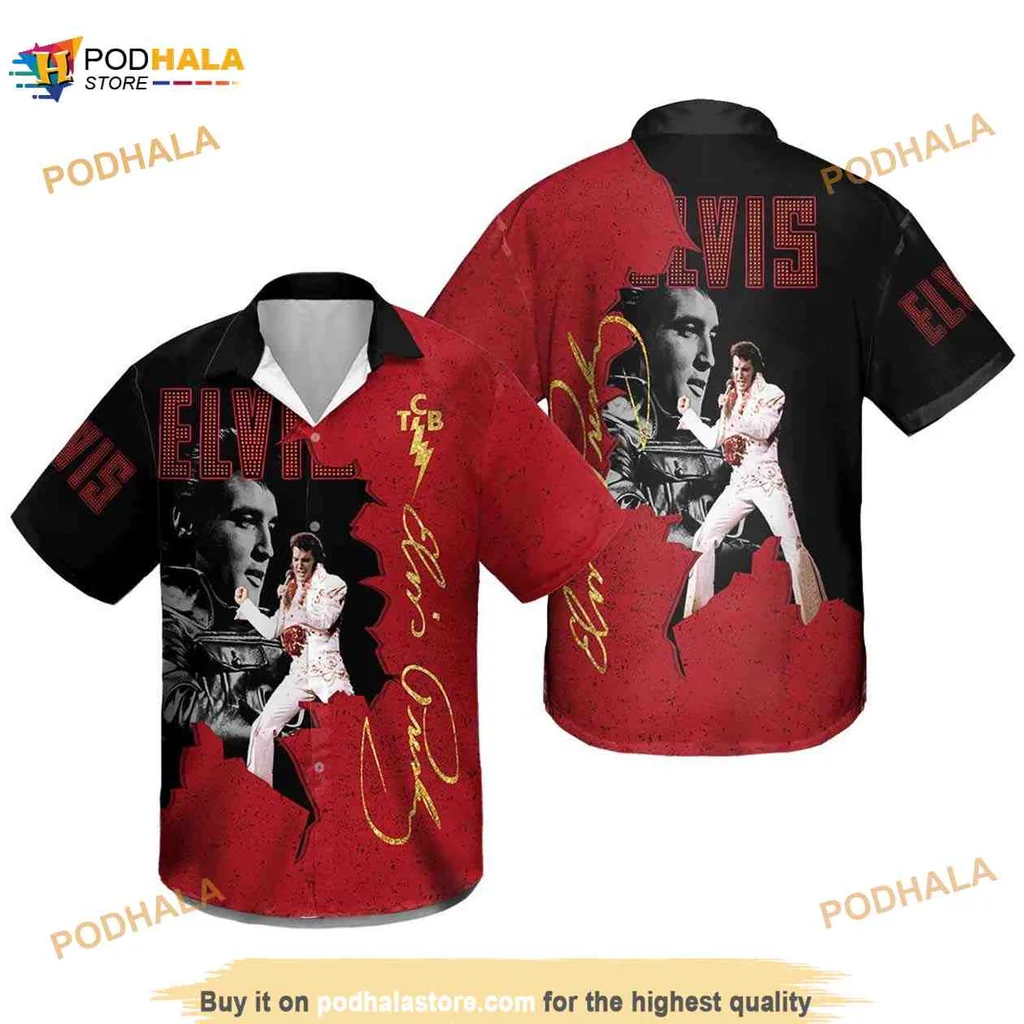 Elvis Presley Retro Aloha Shirt, Vintage Rock And Roll Hawaiian Style