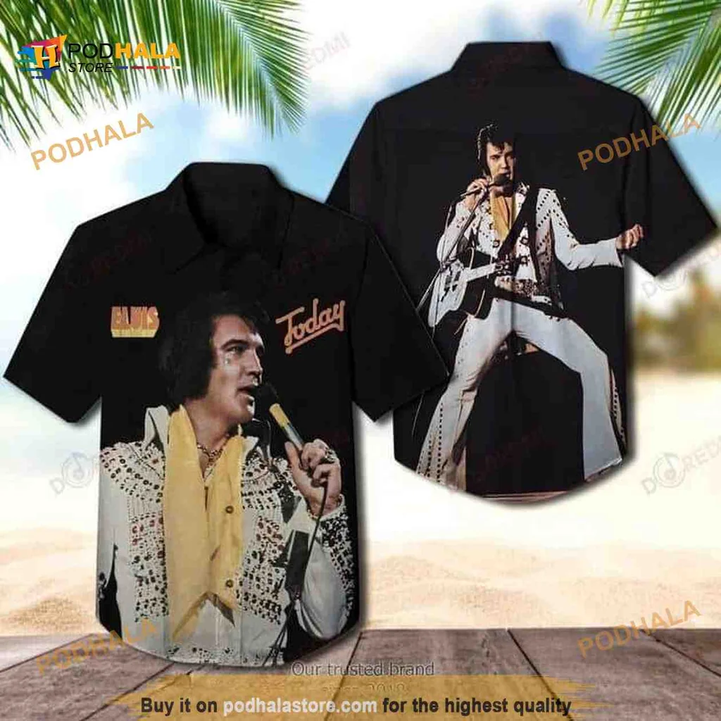 Elvis Presley Retro Hawaiian Shirt With Colorful Performer Design