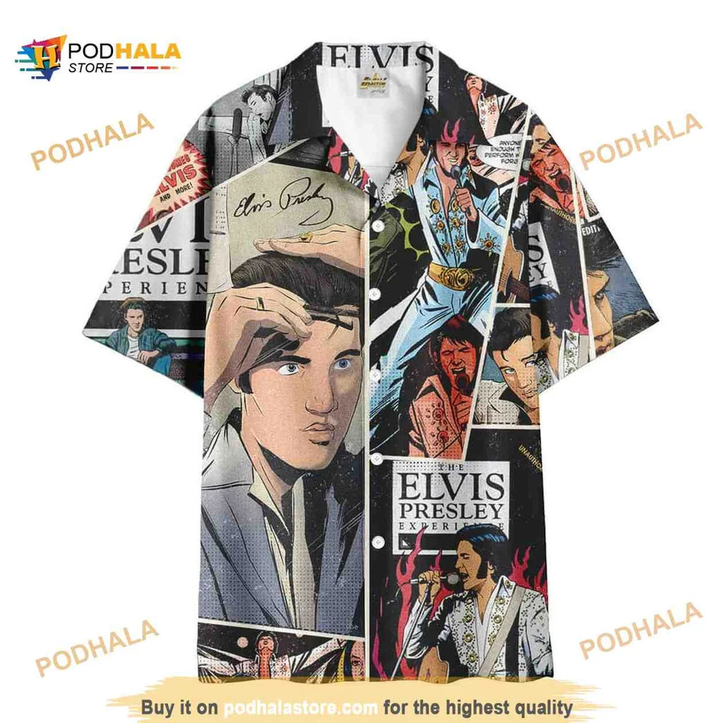 Elvis Presley Retro Hawaiian Shirt With Vibrant Pop Art Design