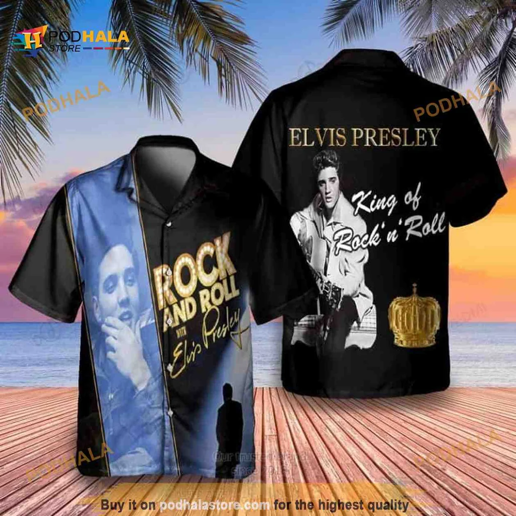 Elvis Presley Rock And Roll Hawaiian Shirt With Bold Design