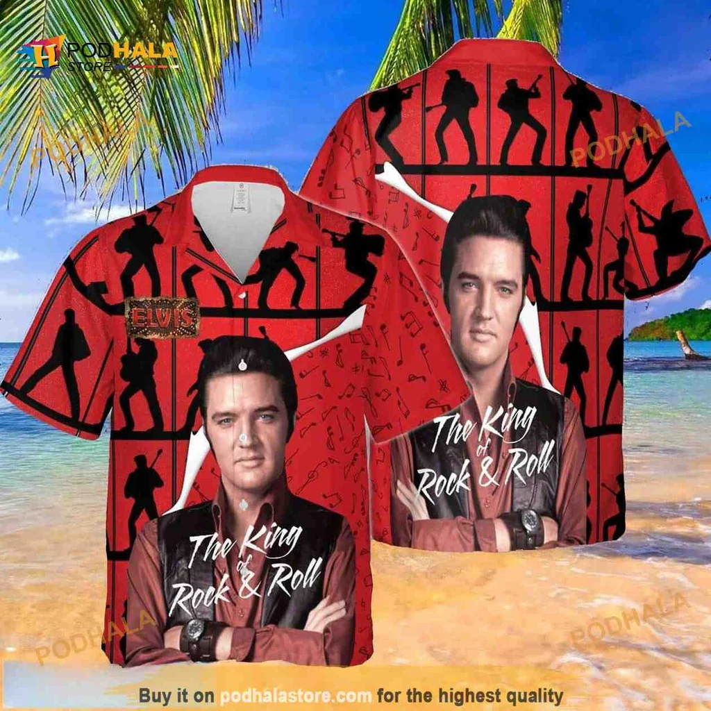Elvis Presley Rock And Roll Hawaiian Shirt With Vibrant Dance Silhouettes
