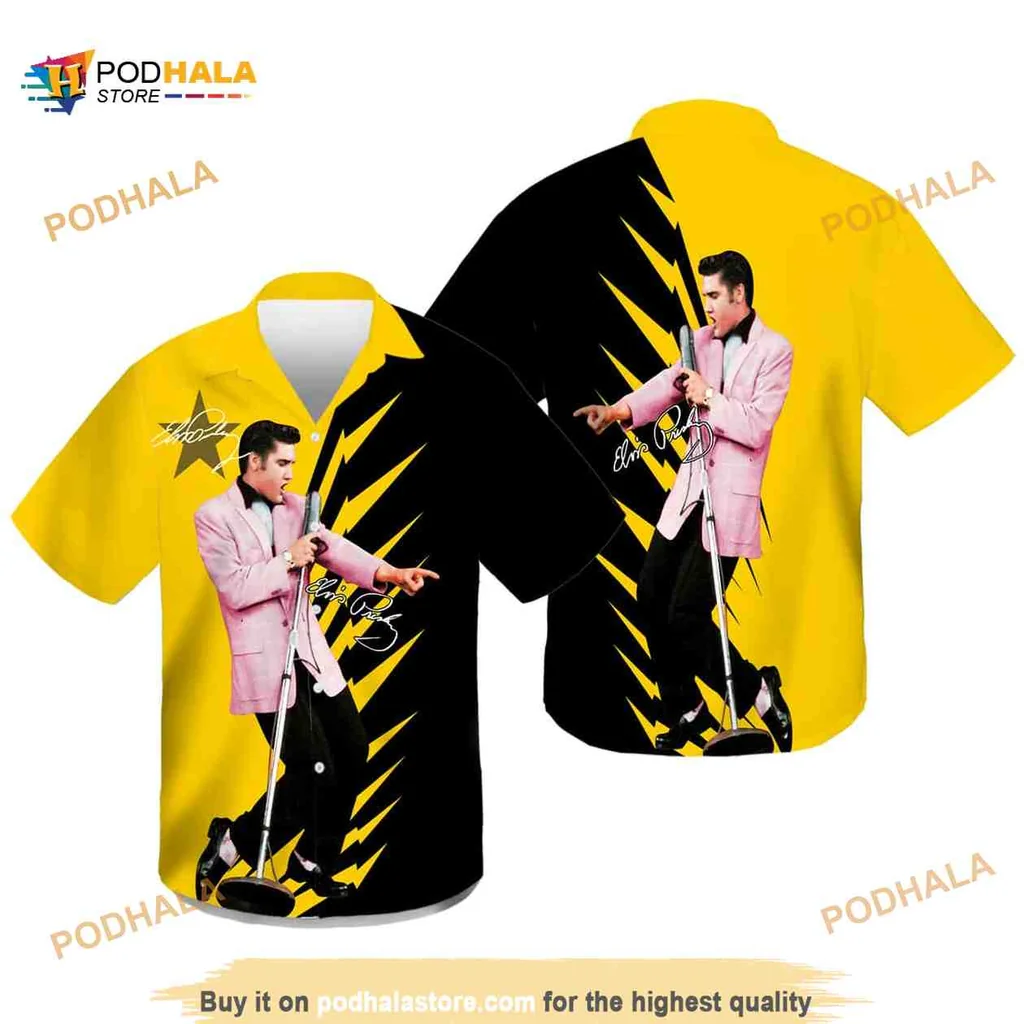 Elvis Presley Rock And Roll Hawaiian Shirt With Vibrant Design
