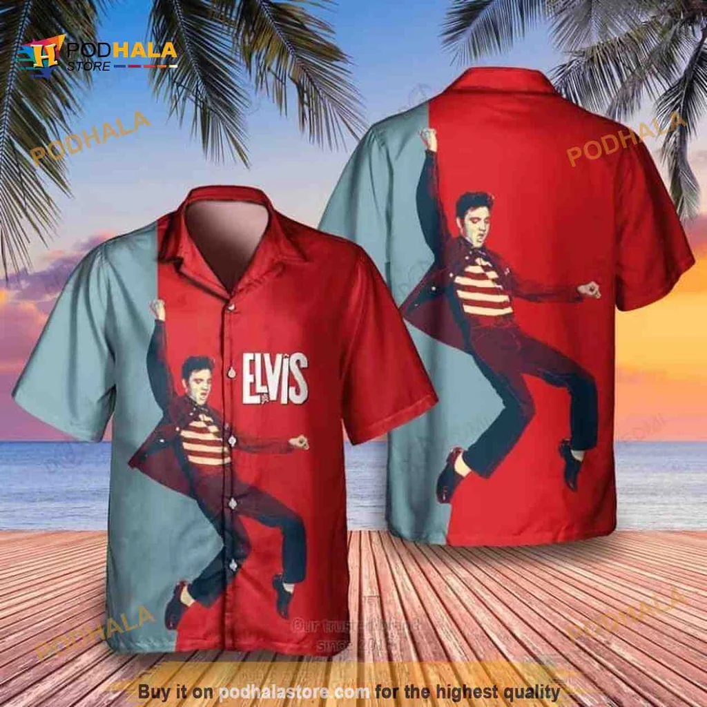 Elvis Presley Rock And Roll Hawaiian Shirt With Vintage Tropical Design