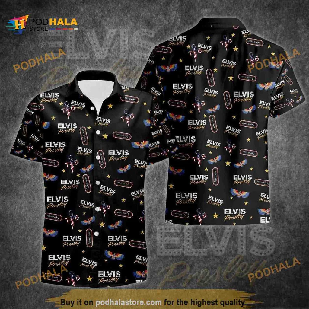 Elvis Presley Rock Music Aloha Shirt With Colorful Graphics