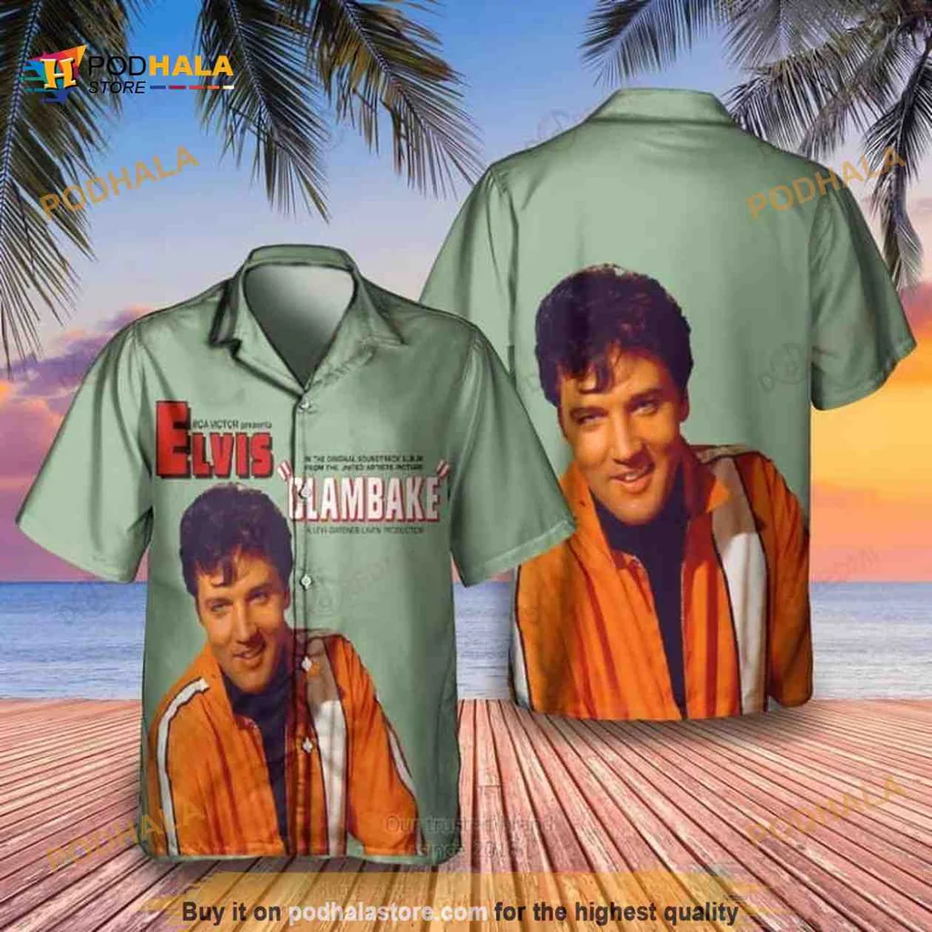 Elvis Presley Tropical Aloha Shirt With Vibrant Beach Design