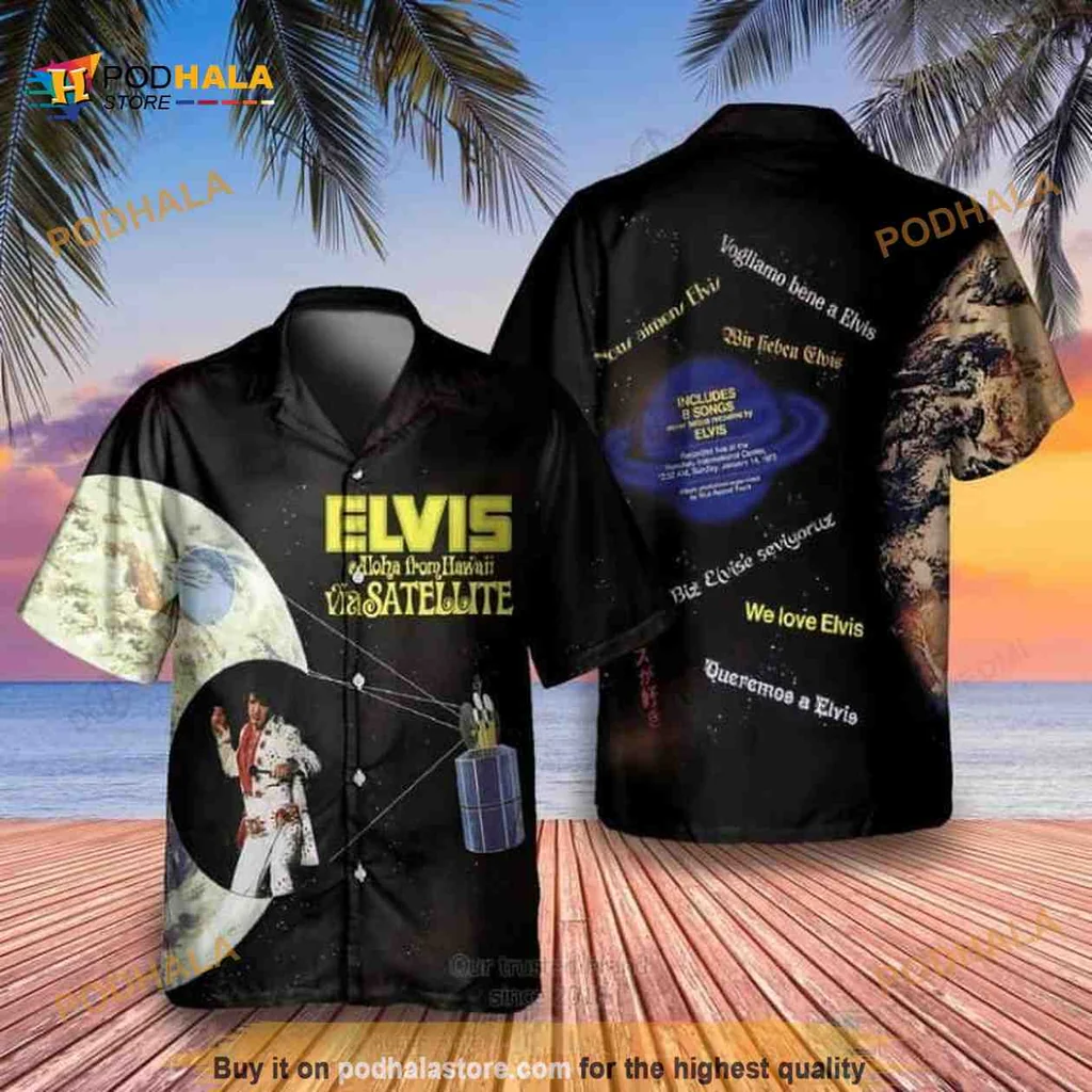 Elvis Presley Tropical Hawaiian Shirt With Celestial Design