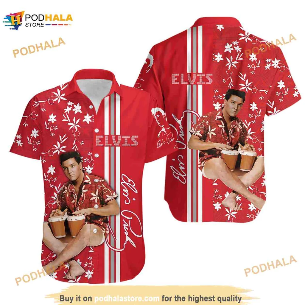 Elvis Presley Tropical Hawaiian Shirt With Floral Patterns And Bold Design