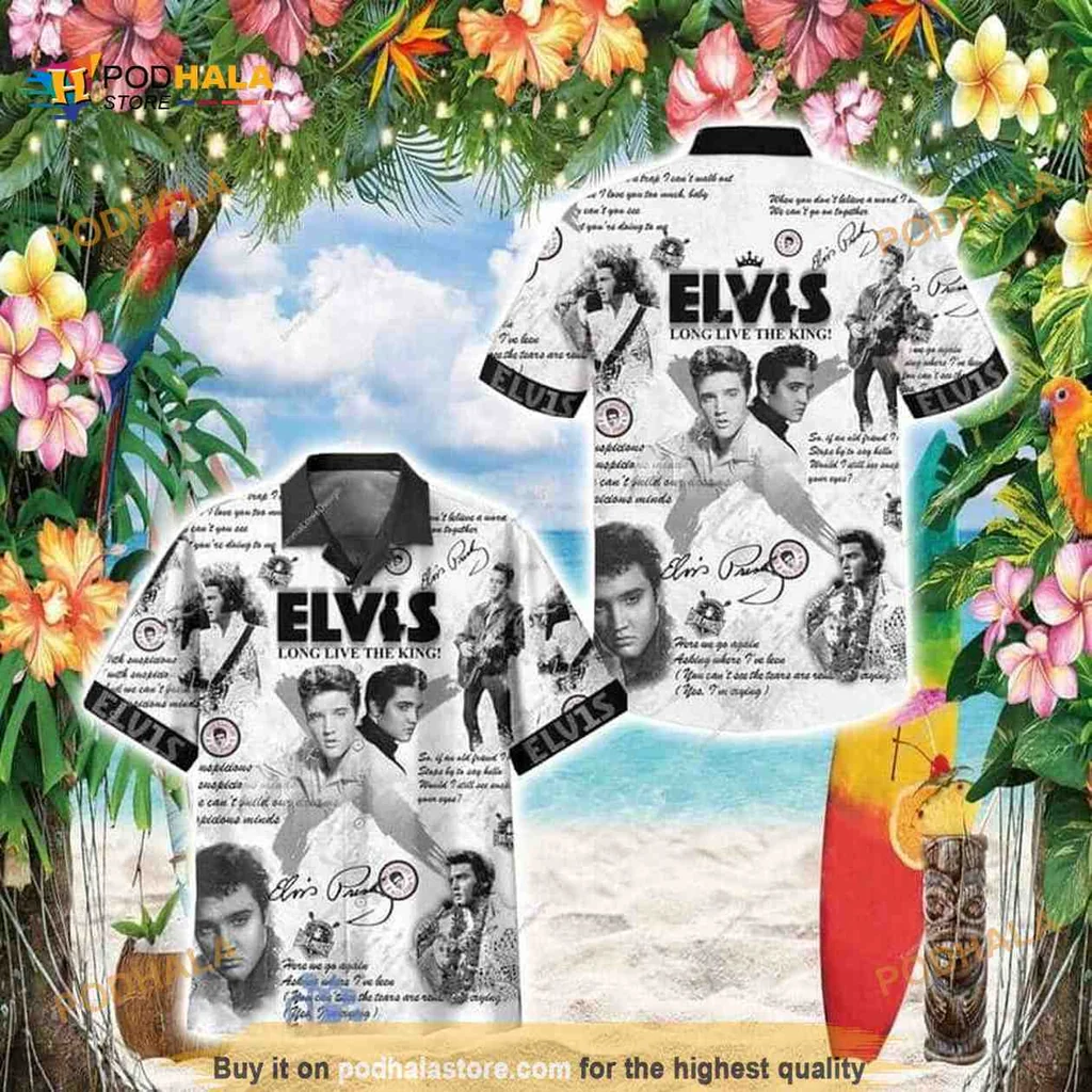 Elvis Presley Vintage Hawaiian Shirt, Long Live The King Design