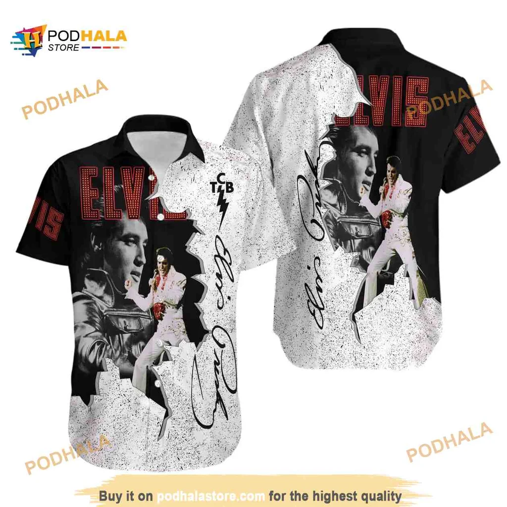 Elvis Presley Vintage Hawaiian Shirt With Bold Red Design