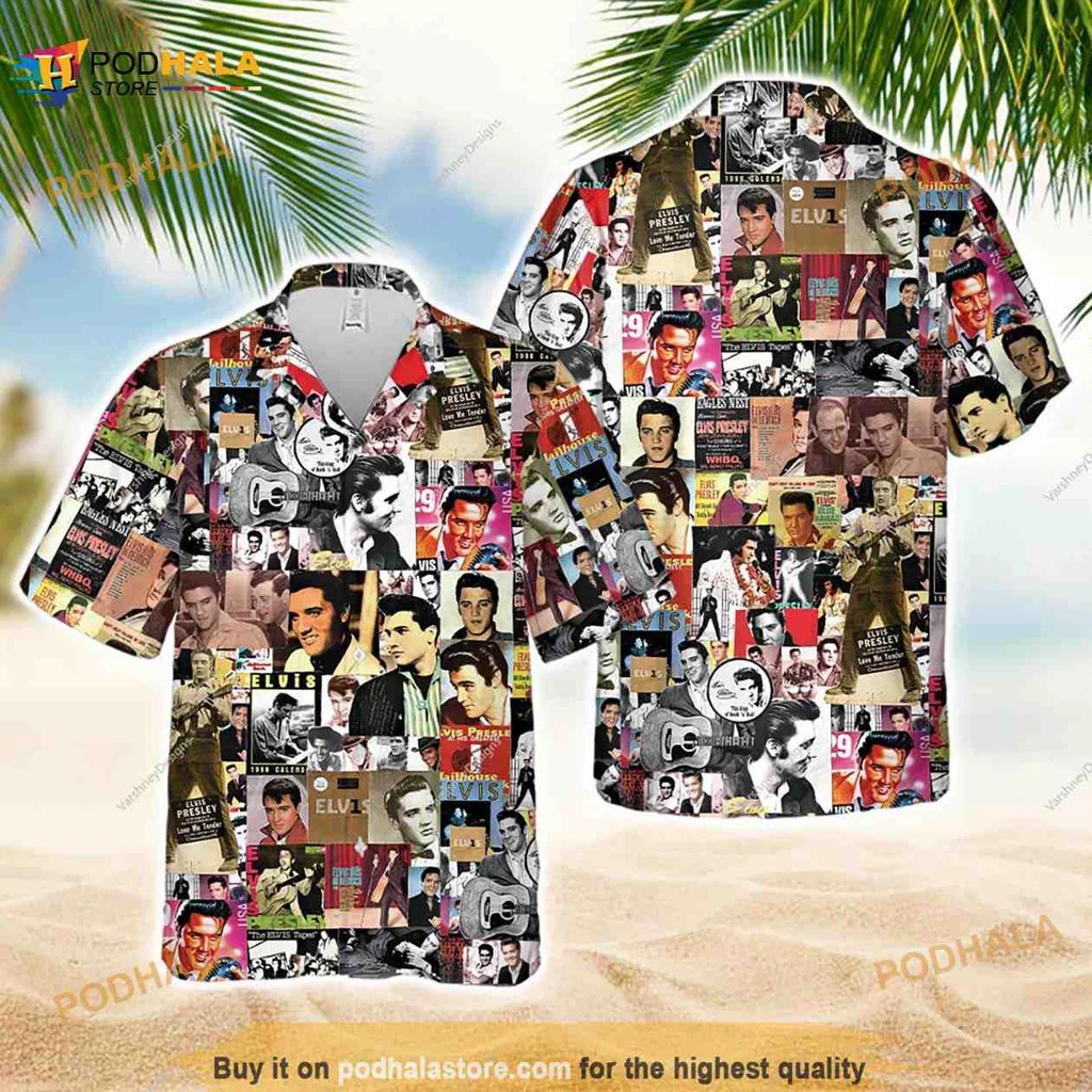 Elvis Presley Vintage Hawaiian Shirt With Iconic Collage Design