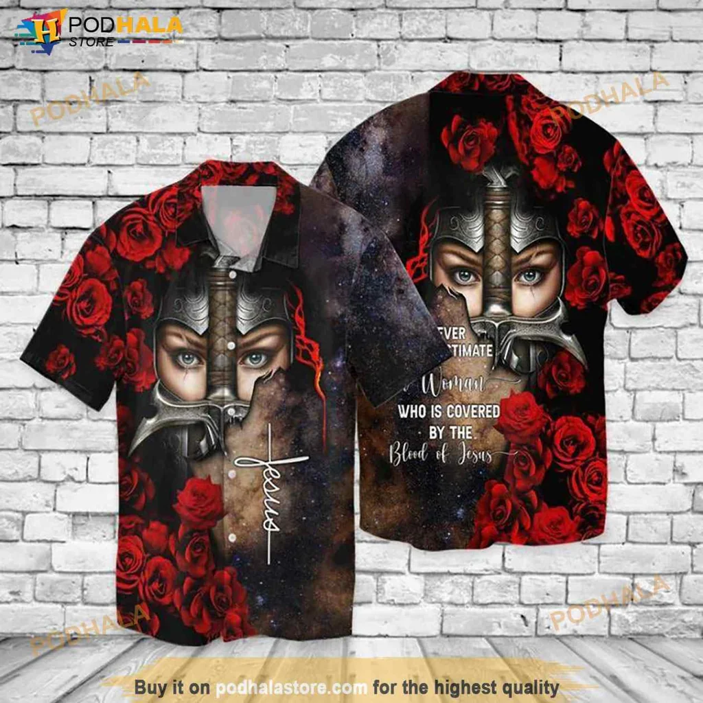 Empowered Women Christian Hawaiian Shirt With Strong Design And Roses