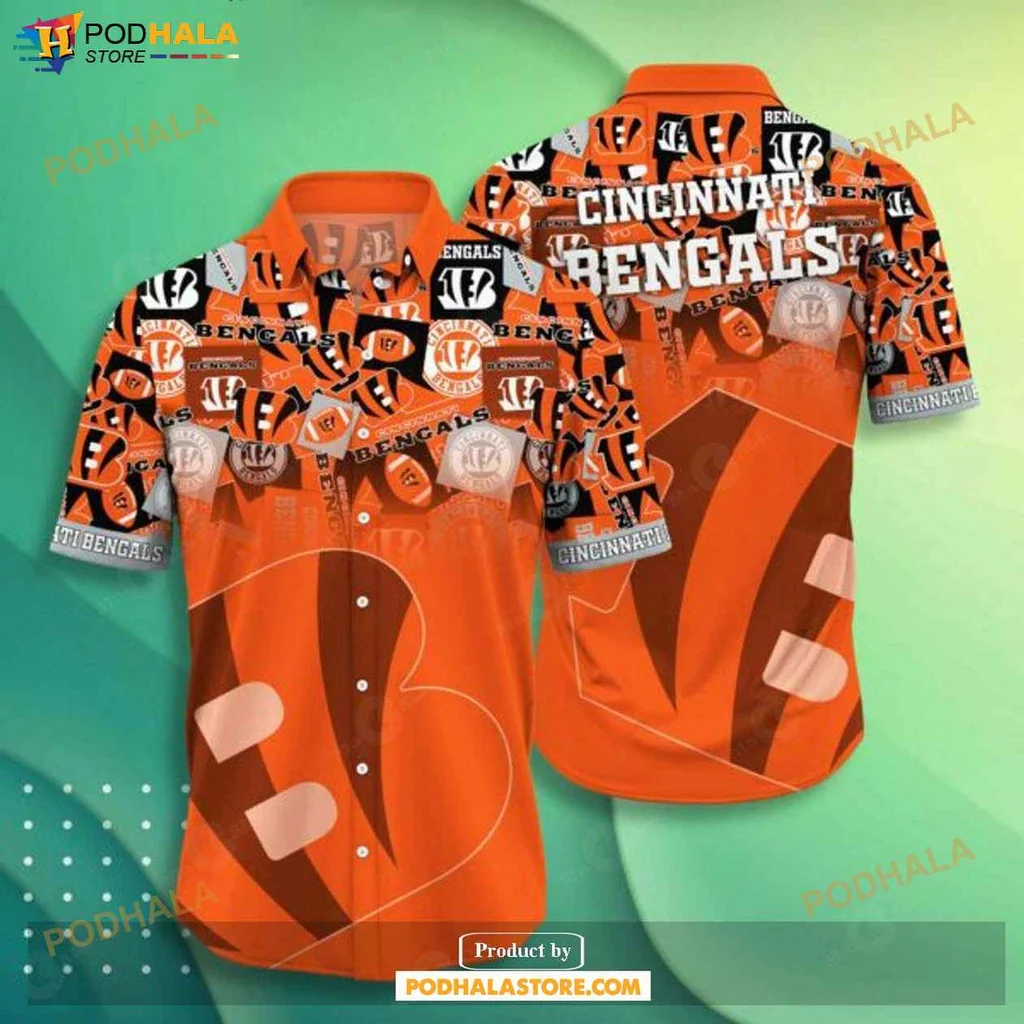 Energetic Bengals Fan Hawaiian Shirt, Vibrant Orange And Black Team Design