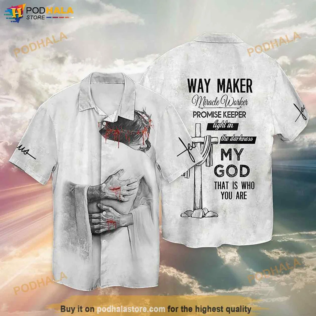 Faithful Prayer Hands Hawaiian Shirt, Way Maker Miracle Worker Light In The Darkness