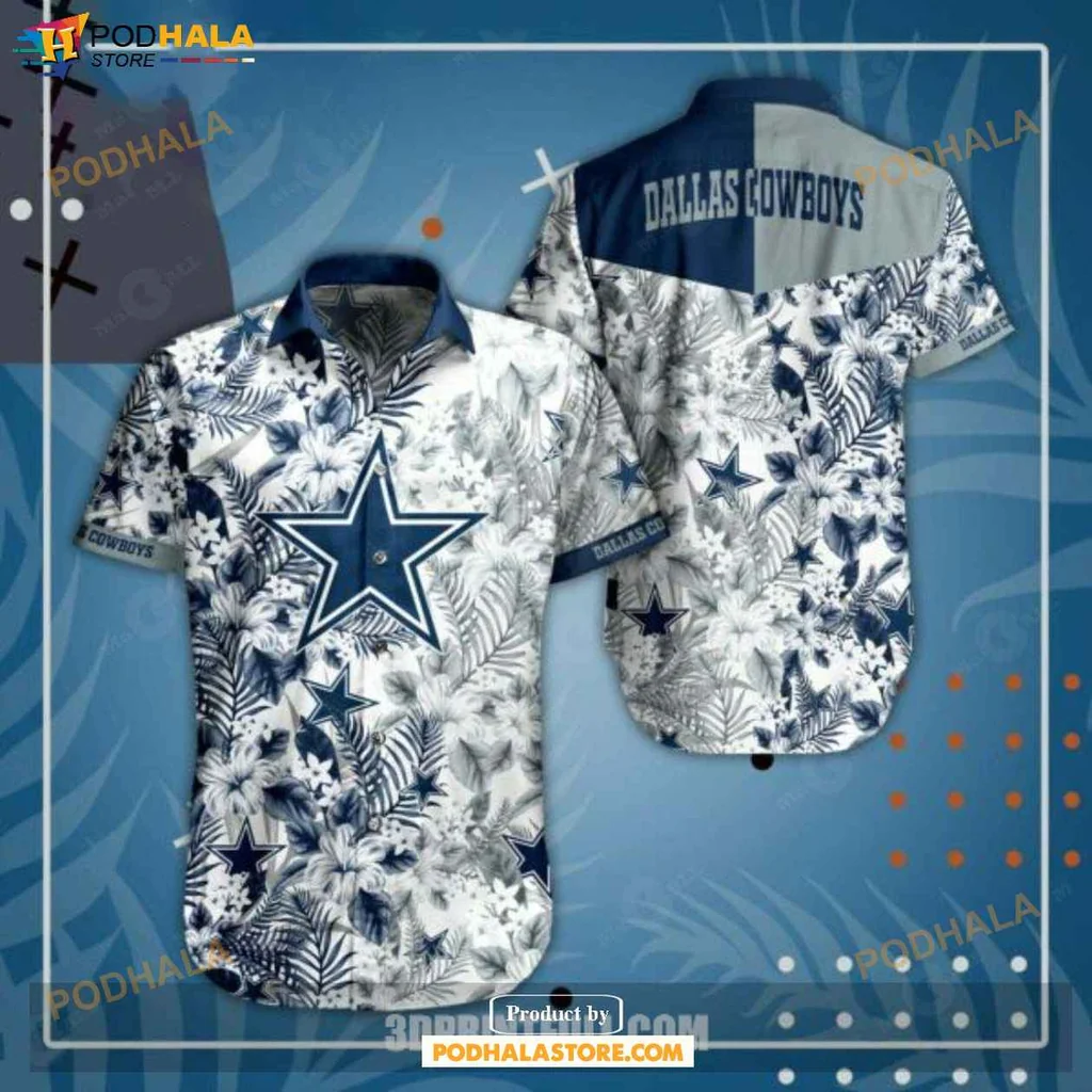 Fanatic Floral Dallas Cowboys Hawaiian Shirt With Tropical Leaves Design For Fans