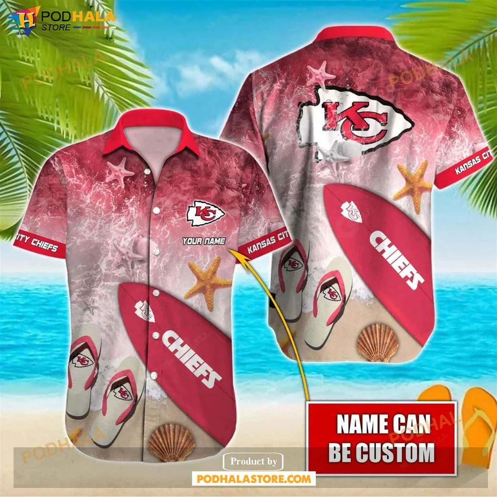 Fanatic Kansas City Chiefs Hawaiian Shirt With Vibrant Beach Design, Perfect For Tailgating
