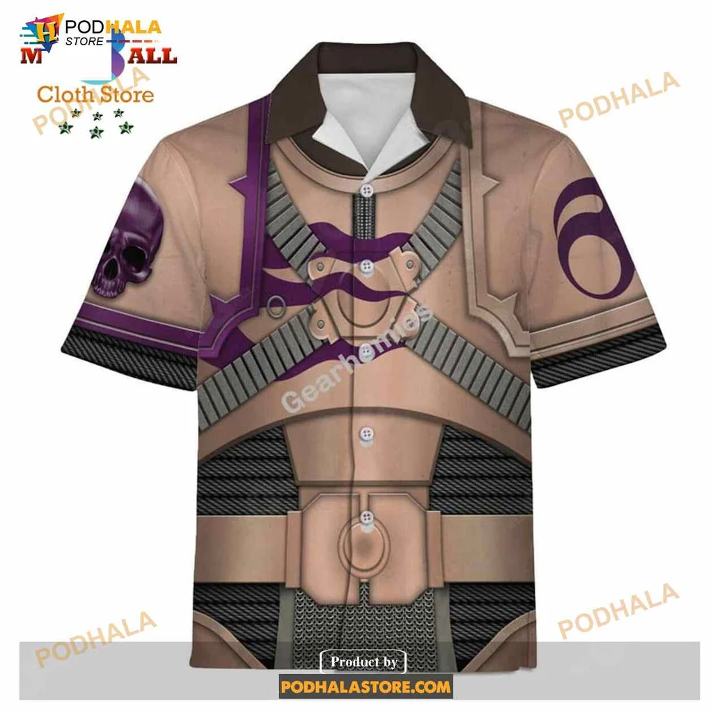 Fantasy Warrior Armor Hawaiian Shirt With Edgy Skull Design